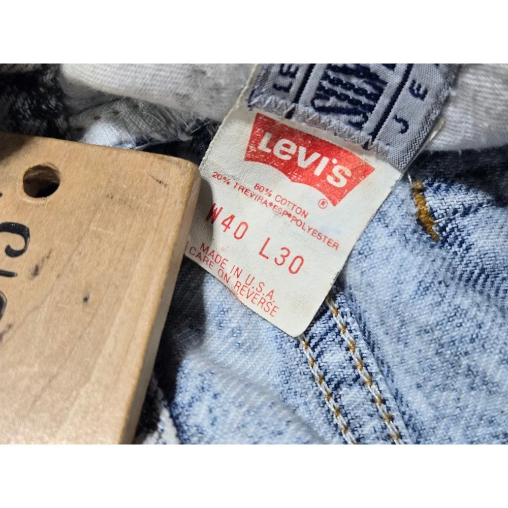 Levi's Light Blue Acid Wash Jeans Denim Straight Leg 38x30 Vintage USA‎